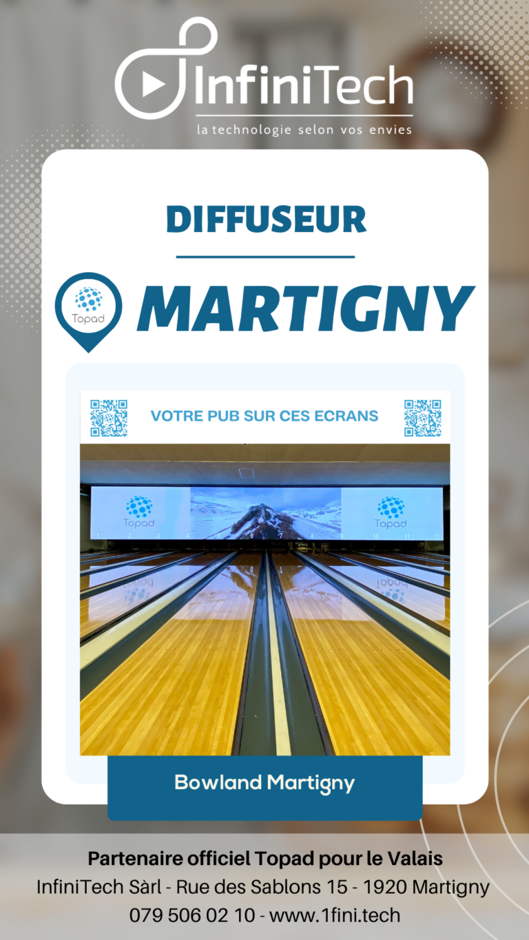 Écran publicitaire Topad installé chez Bowland