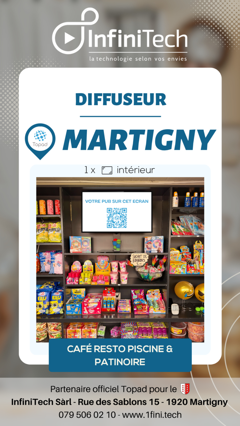 Écran Topad installé à la piscine de Martigny